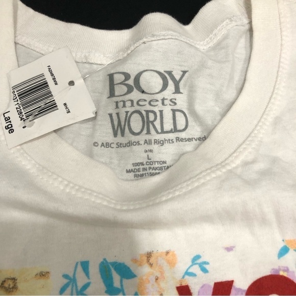 NWT Boy Meets World Sleeveless Find Your Topanga Graphic Tee White Size Large - Picture 3 of 3